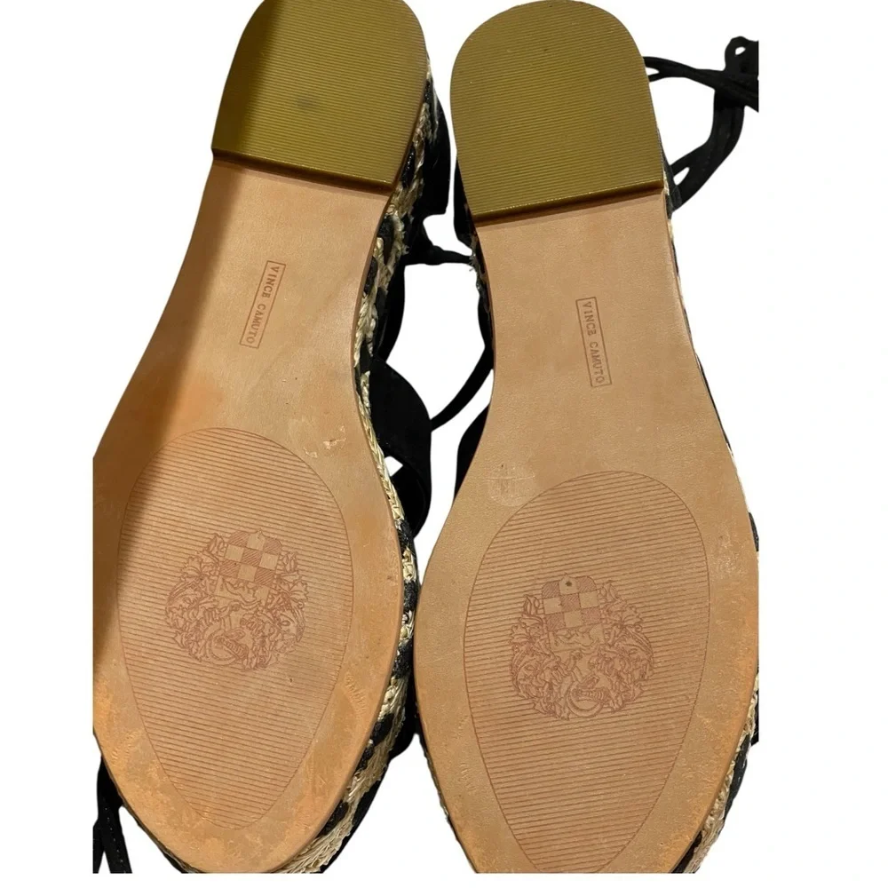 VINCE CAMUTO BOHO LEOPARD PRINT PLATFORM ESPADRILLE SANDALS SZ 7.5 MED EUC